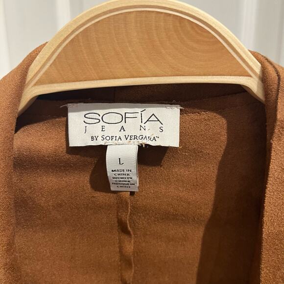 Sofia Vergara Women's Camel Moto Single-Breasted Jacket Size Large - Picture 8 of 9